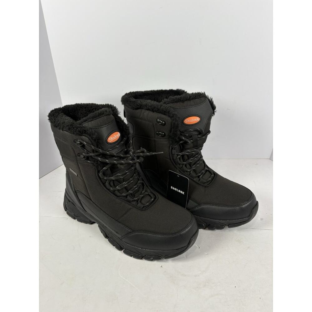 SHULOOK Men 12 Snow Boots Waterproof Warm Fur Lined Winter Hiking Boot Non-slip